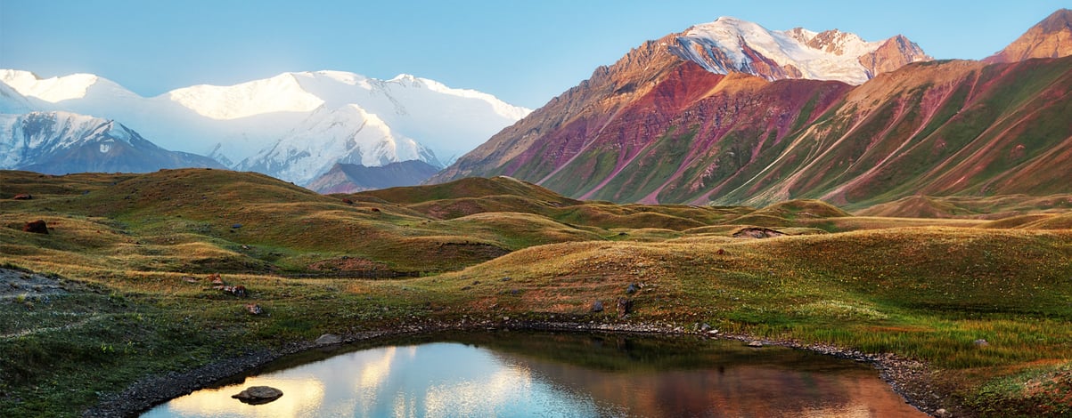 Mount Lenin seen from Basecamp in Kyrgyzstan